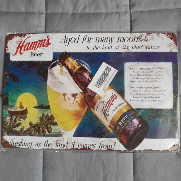 Hamm's Beer tin sign 8x12 Aged for Many Moons Retro Nature design Home Wall Art - Picture 1 of 6